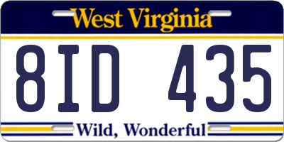 WV license plate 8ID435