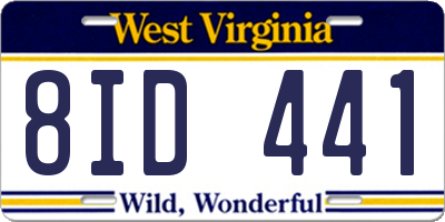 WV license plate 8ID441