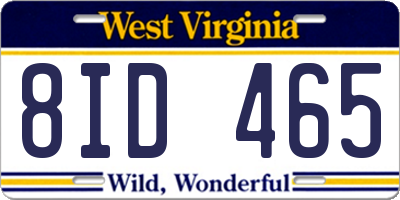 WV license plate 8ID465