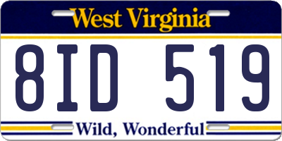 WV license plate 8ID519