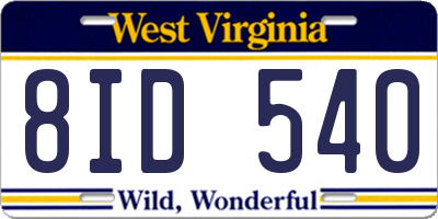 WV license plate 8ID540