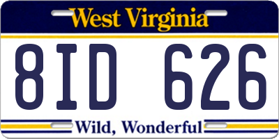 WV license plate 8ID626