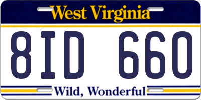 WV license plate 8ID660