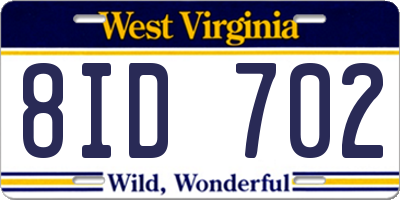 WV license plate 8ID702