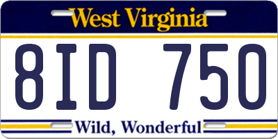 WV license plate 8ID750