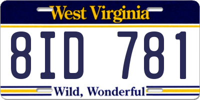WV license plate 8ID781