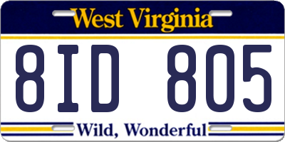 WV license plate 8ID805