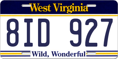 WV license plate 8ID927