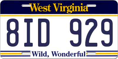 WV license plate 8ID929