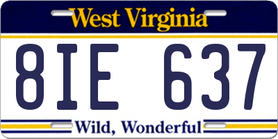 WV license plate 8IE637
