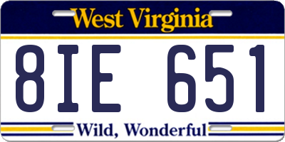 WV license plate 8IE651