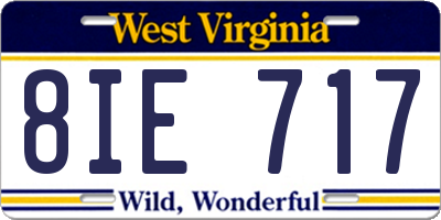 WV license plate 8IE717