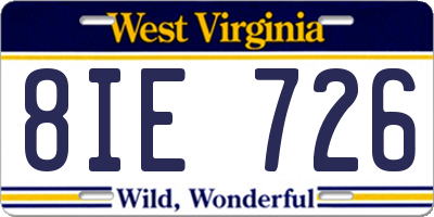 WV license plate 8IE726