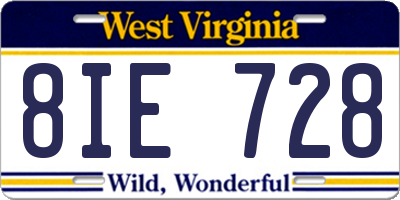 WV license plate 8IE728