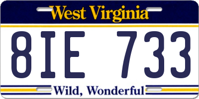 WV license plate 8IE733