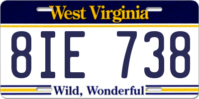 WV license plate 8IE738