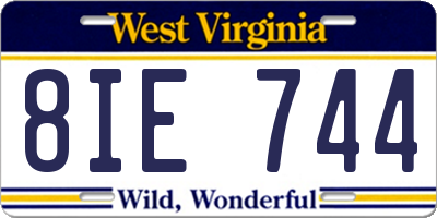 WV license plate 8IE744