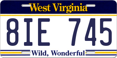 WV license plate 8IE745
