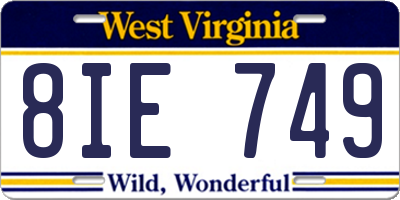 WV license plate 8IE749