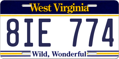 WV license plate 8IE774