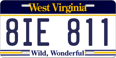 WV license plate 8IE811