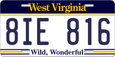 WV license plate 8IE816