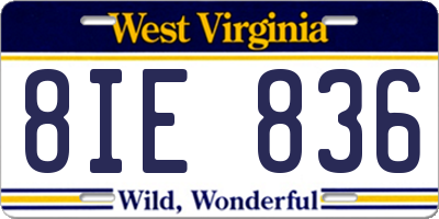 WV license plate 8IE836