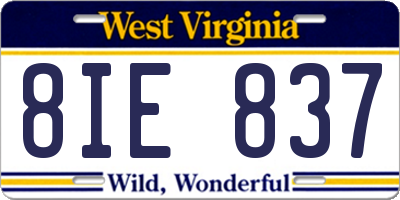 WV license plate 8IE837