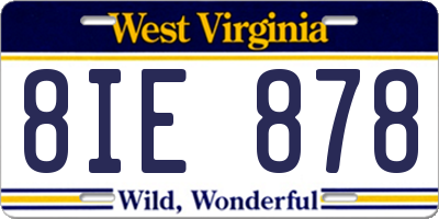 WV license plate 8IE878