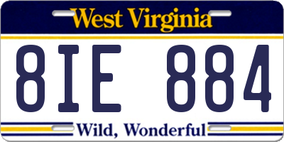 WV license plate 8IE884