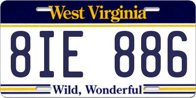WV license plate 8IE886
