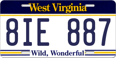 WV license plate 8IE887