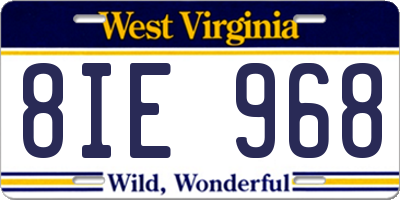 WV license plate 8IE968