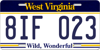 WV license plate 8IF023