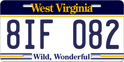 WV license plate 8IF082
