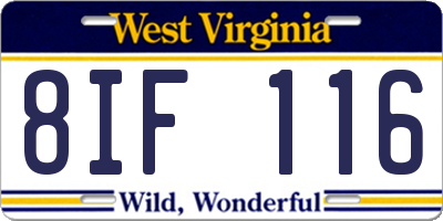 WV license plate 8IF116