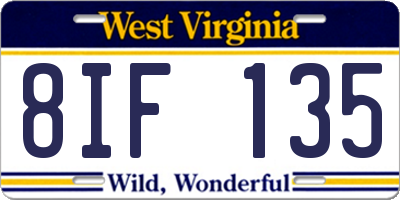 WV license plate 8IF135