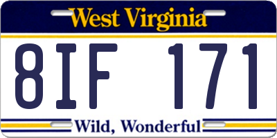WV license plate 8IF171