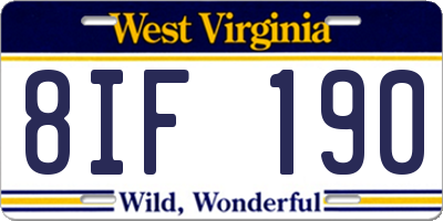 WV license plate 8IF190