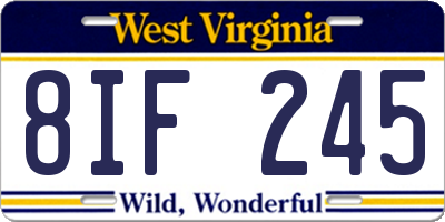 WV license plate 8IF245