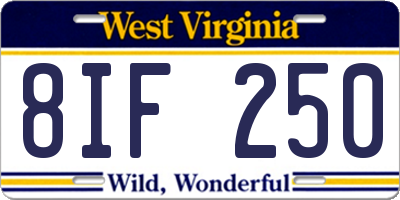 WV license plate 8IF250