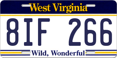 WV license plate 8IF266