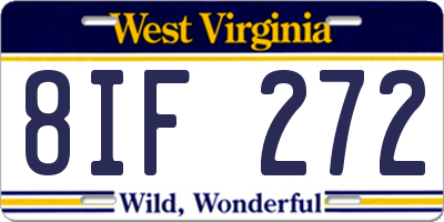 WV license plate 8IF272