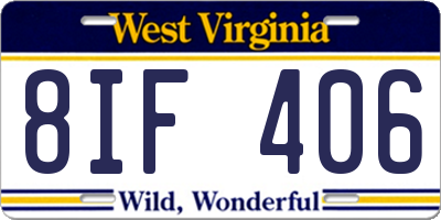WV license plate 8IF406