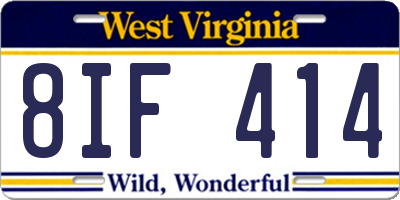 WV license plate 8IF414