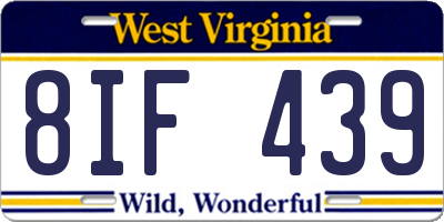 WV license plate 8IF439