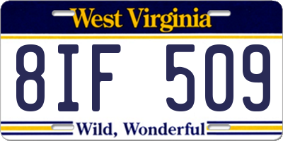 WV license plate 8IF509