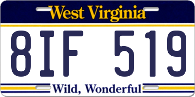 WV license plate 8IF519