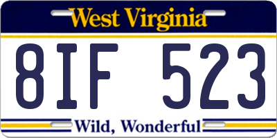 WV license plate 8IF523