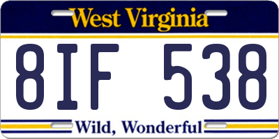 WV license plate 8IF538